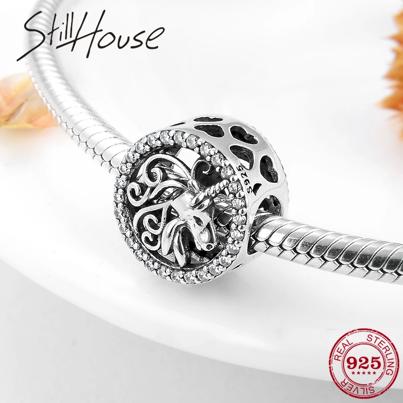 

Fashion Noble and pure 925 Sterling Silver Unicorn beads for Jewelry making Fit Original Pandora Charm Bracelet Necklace 2019