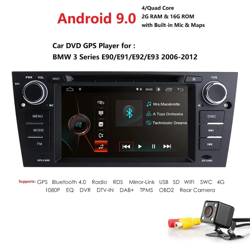 Best 2 din Auto Radio GPS Android 9.0 Car DVD Head unit For BMW E90 E91 E92 E93 2006 2007 2008 2009 2010 2011 2012 navigation 4G WIFI 1