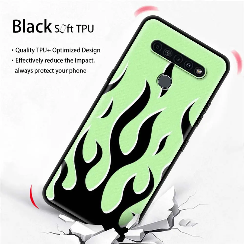 Fashion Flame Pattern Black Case for LG K41s K40s K50s K51s G6 G7 G8 ThinQ K31 K42 K52 K62 K71 Soft Silicone Phone Cover