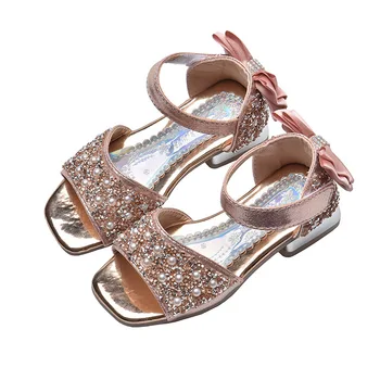 

Hot Sale Baby Girl Sandals 2020 Summer New Fashion Soft Bottom Princess Shoes Diamond Flat Sandals Children Beach Shoes D132