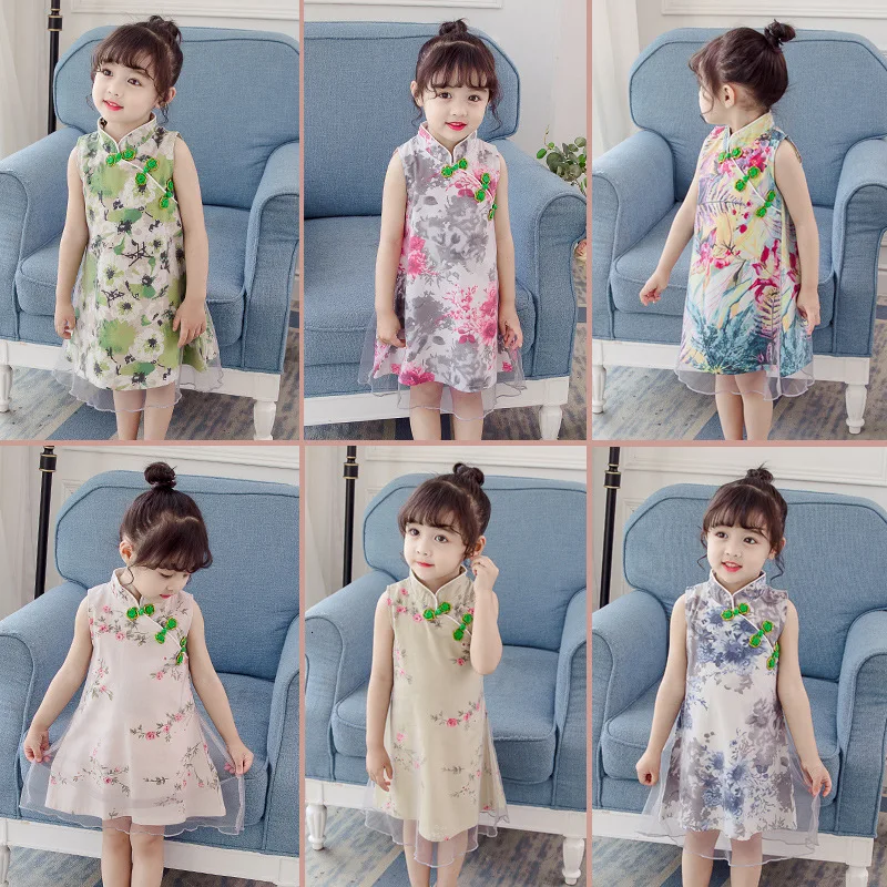 

Cute Children's Garment Girl In National Customs Cheongsam Children Lovely Chinese Style