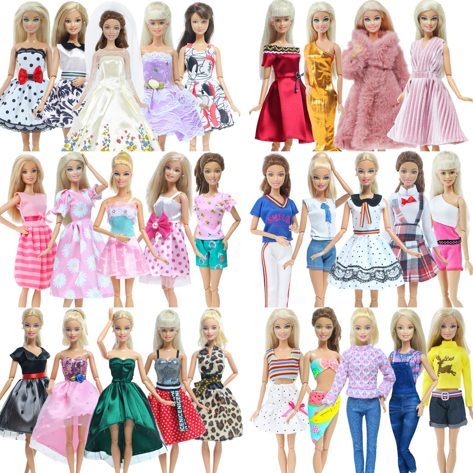 Fashion Mixed Style Outfits Colorful Wedding Party Dress T-shirt Trousers DIY Accessories Clothes For Barbie Doll Baby Toy barbie doll clothes doll clothes accessories doll clothes doll accessories