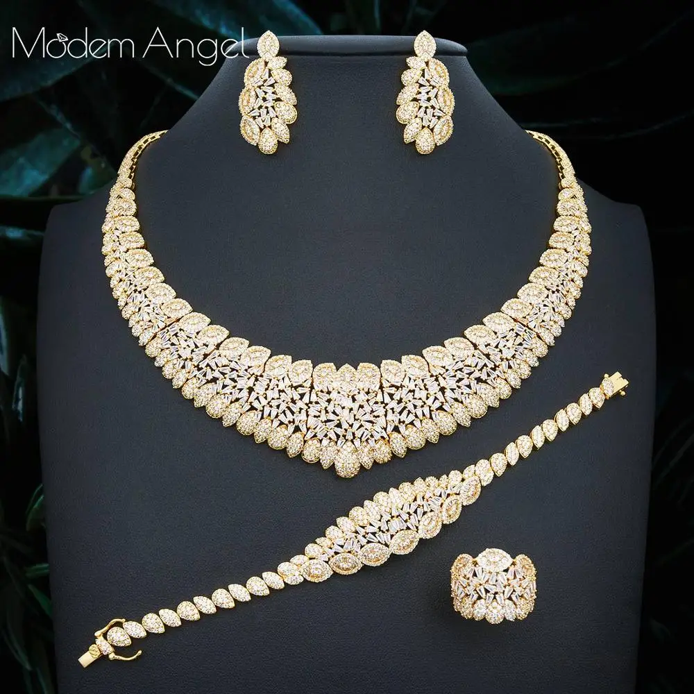 ModemAngel Нигерия 4 шт. Свадебные циркониевые Ювелирные наборы для вечерние