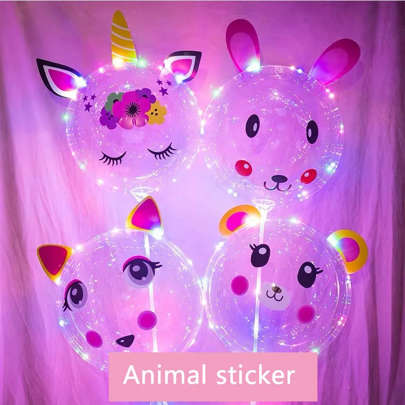Balloon Accessories Animal Sticker Bobo Ball Decoration Bobo Ball Pig Head Unicorn Pink Cat Rabbit 3D Sticker Transparent