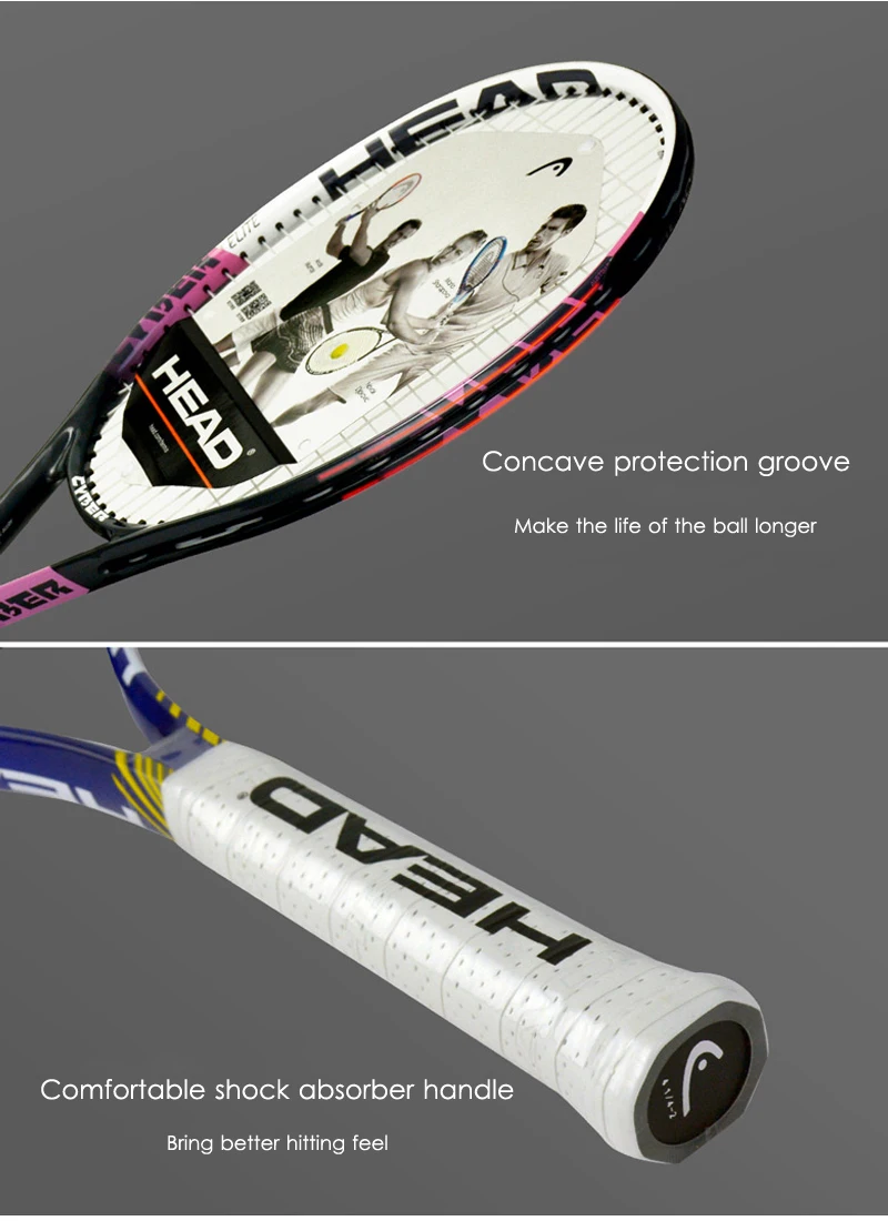Головная Теннисная ракетка, ракетка, углеродная ракетка, ракетка, теннисная ракетка для начинающих, тренировочная ракетка для тенниса, с сумкой для ракетки и накладной ручкой
