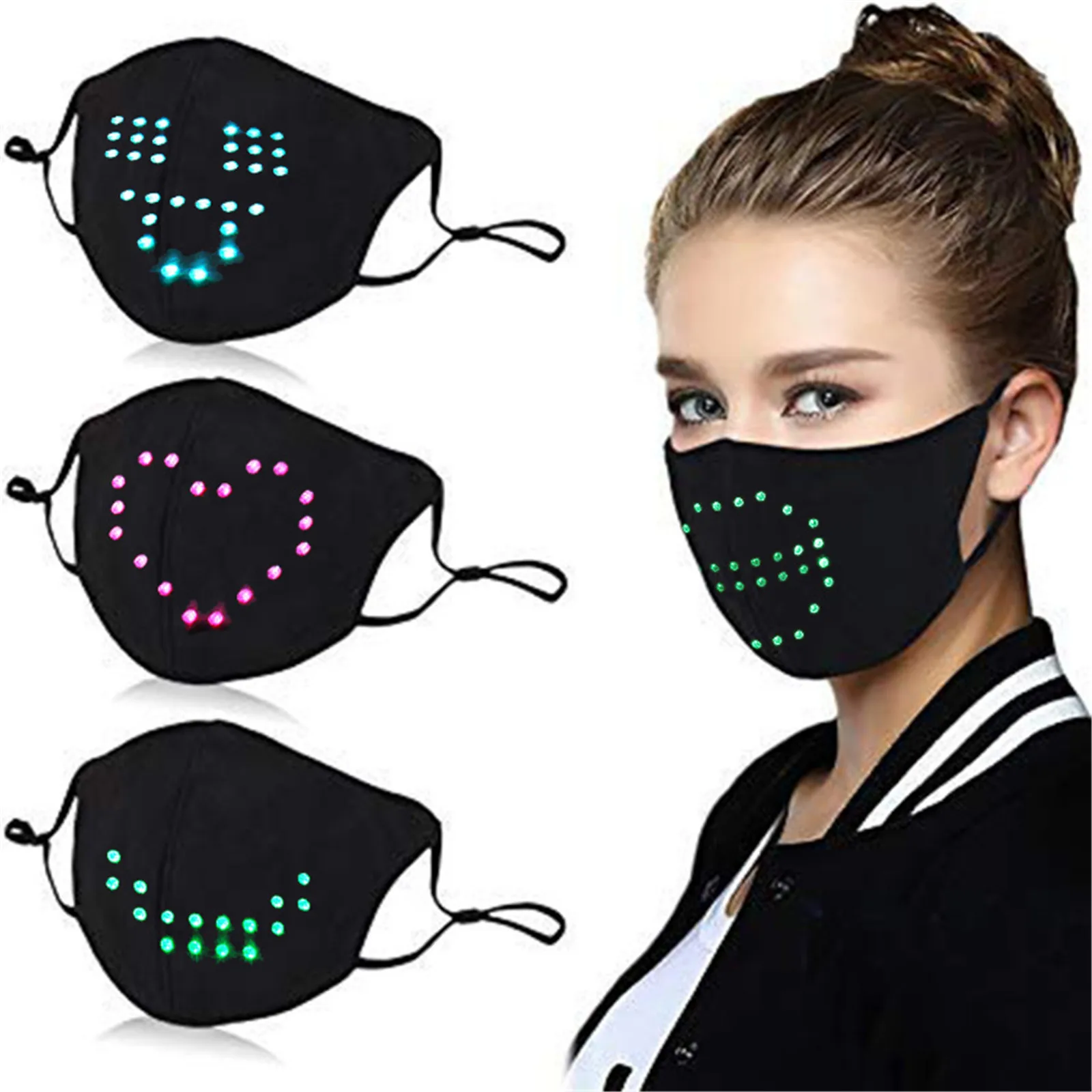 masque LED Voice-Activated Luminous Mask Masquerade Festival Party Face Fashion Washable Mouth Cover mascarillas | Красота и здоровье