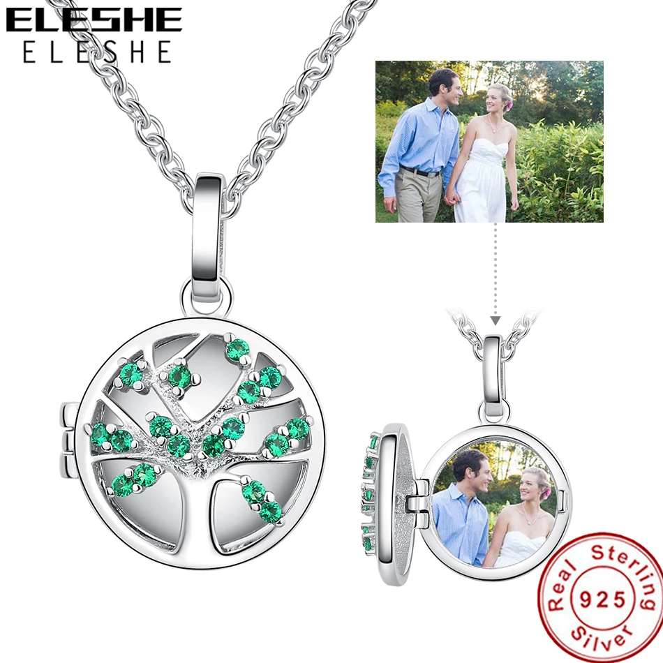ELESHE Collar personalizado con foto para mujer, colgante de Plata de