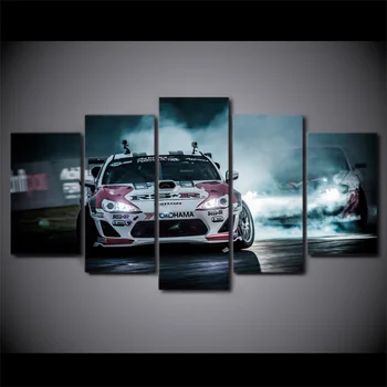 

Wallpaper Frame Modern Painting 5 Panel Red Bus Print HD Landscape For Living Room Pictures Home Decor Canvas Poster