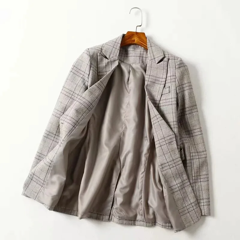 

Mj35 Plaid Suit Jacket Women's Early Autumn New Style British-Style Fashion Elegant Slim Fit Versatile Online Celebrity Suit Fas