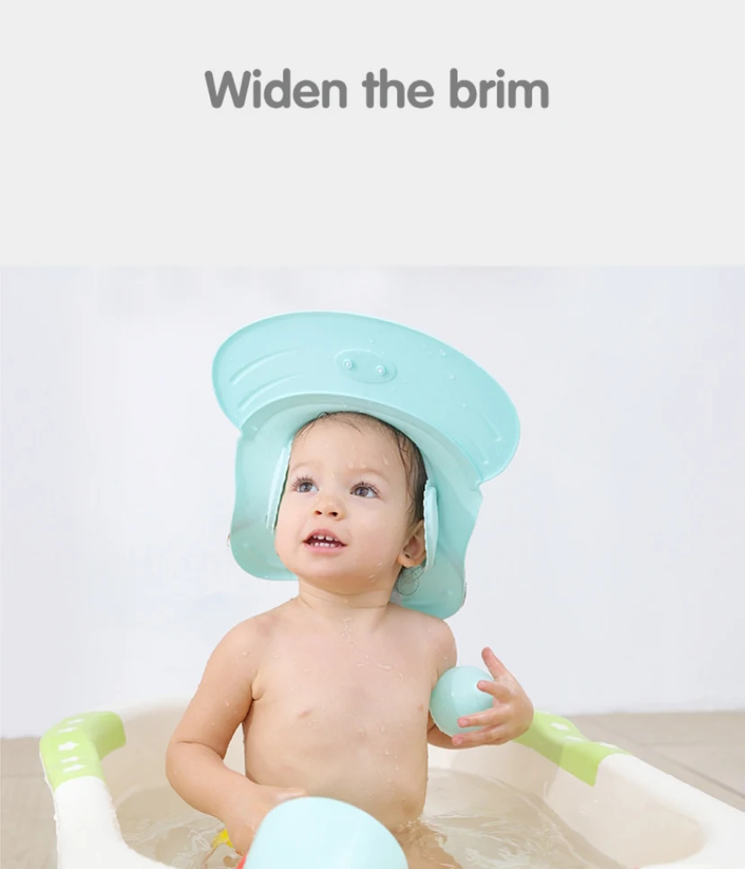 Детская кепка для шампуня, силиконовая детская шапочка для мытья волос, для душа, для ванны, козырек, головные уборы, регулируемая защита, водонепроницаемая, защита ушей, для глаз, детские шапки