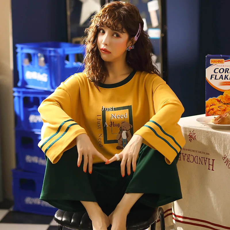 Новинка 2019 года пижамы для молодых людей теплая Осенняя женская пижама с