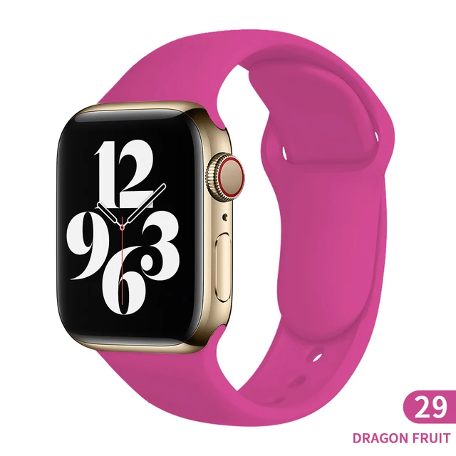 Soft Silicone Sport Band for Apple Watch SE 7 Series 44MM 40MM rubber Watchband Strap on smart iWatch 654321 42MM 38MM bracelet Pitaya