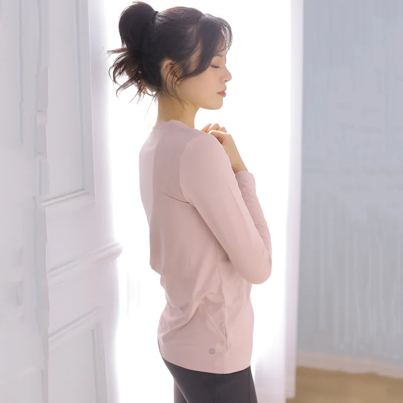 

Yoga Clothes Spring And Autumn Tight Fitness Sports Coat Women's Running Households Long Sleeve Red Quick-drying T-shirt Base Ex