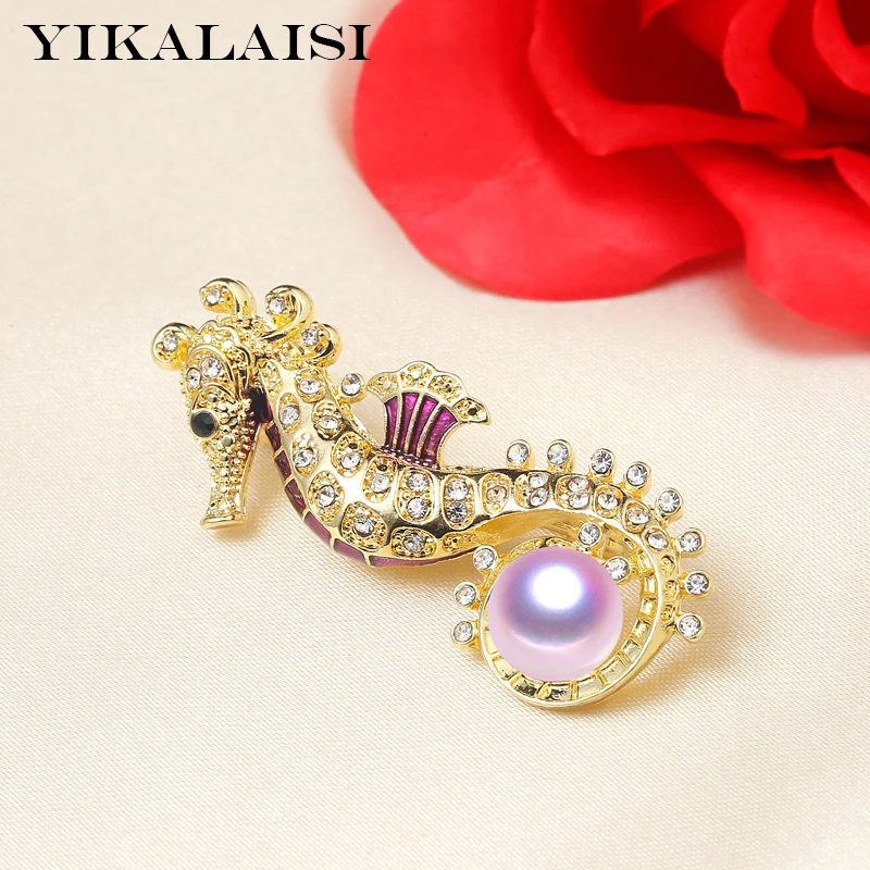

YIKALAISI Pearl Brooch Natural Oblate Pearl jewelry 8-9mm Brooch Pin For Women wholesale
