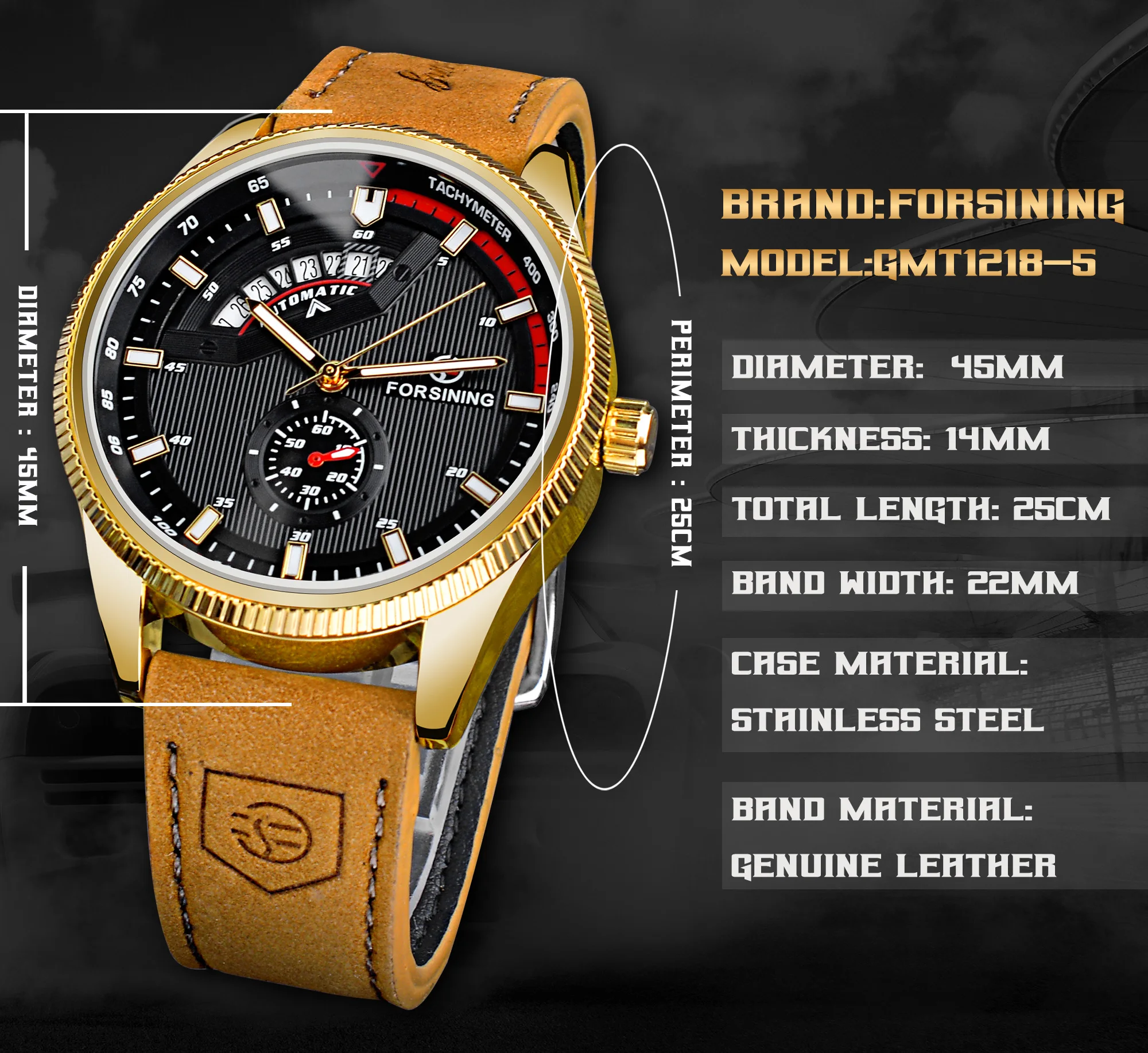 Forsining Men Mechanical Wristwatch Fashion Automatic Man Outdoor Watch With Date Display Leather Waterproof Analog Watches_voghion.com