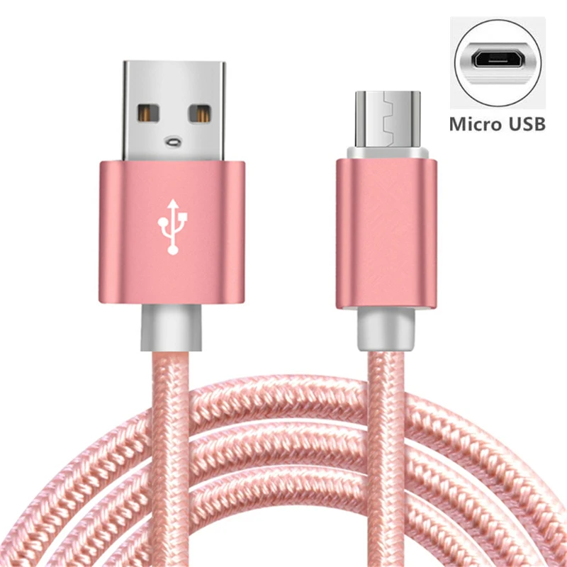 USB зарядный плетеный провод для передачи данных Micro кабель Huawei Y5 Y6 Y7 2018 2019 Samsung J2 J3 J4