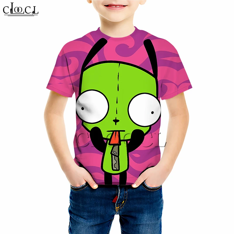  Harajuku Anime Invader ZIM Printing T Shirts Boy Girl 3D Sweatshirt Cartoon Alien Sets Funny Baby H