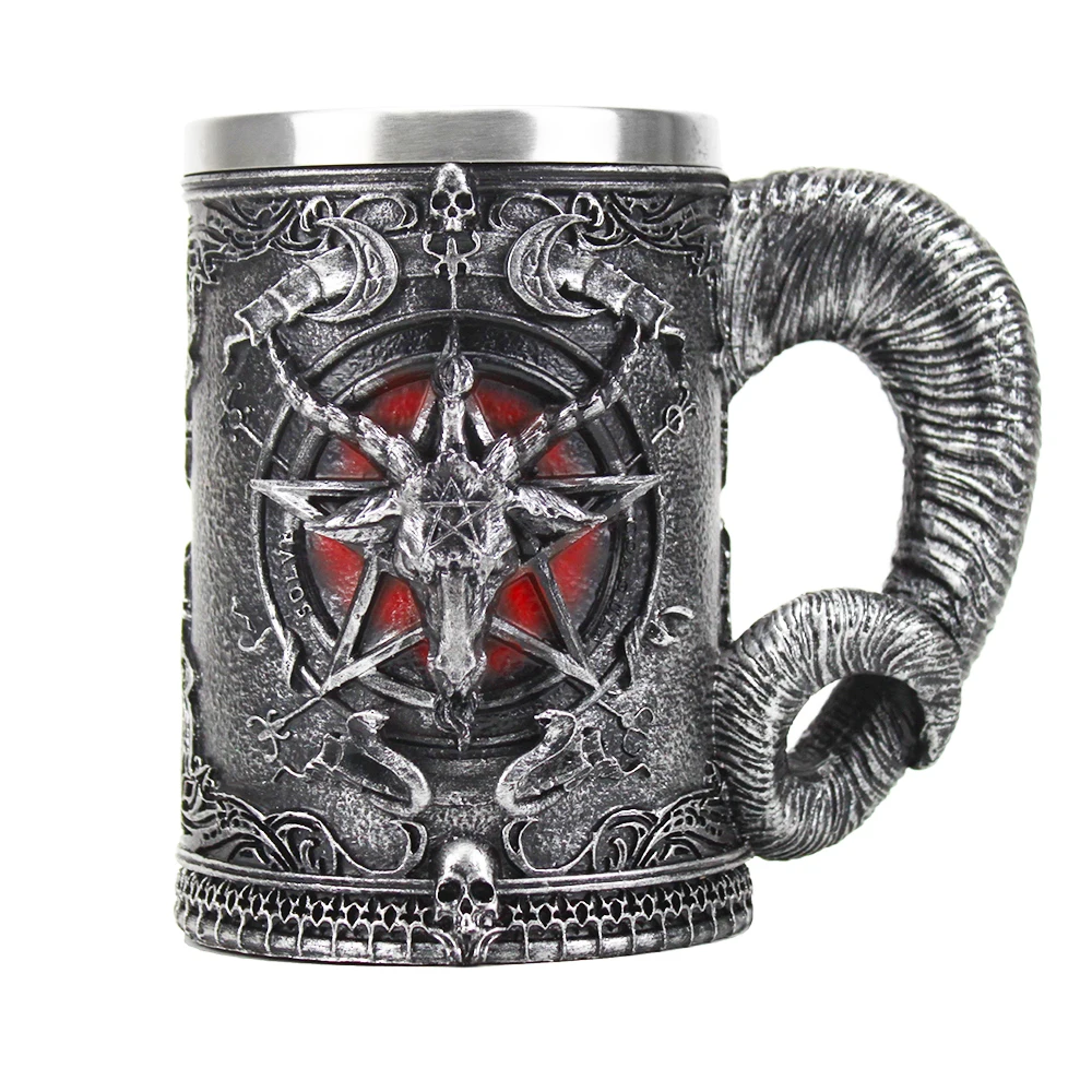 Кружка Baphomet пентаграмма и рога полимерная ручная роспись полированная кружка в