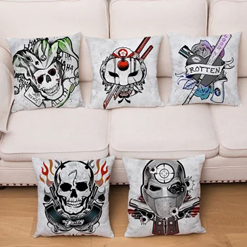

Suicide Squad Print Cushion Cover Super Soft Short Plush Pillow Case Skull Head Pillowcase Sofa Home Decor Pillows Covers