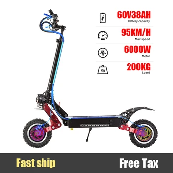 Kaufen C11c Erwachsene 6000W 60V 38AH Elektrische Roller 11 Zoll Hydraulische Bremse Off Road E-roller Faltbare Skateboard Schritt Mobilität Roller