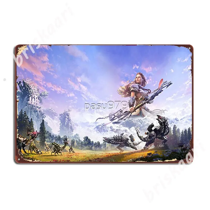

In The Background Are Mountains With Snow. Metal Signs Wall Decor Vintage Kitchen Cinema Garage Tin sign Posters