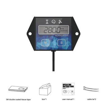 

1 Pcs Self Powered Engine Digital Maintenance Tachometer Hour Meter for Lawn Mower Generator Dirtbike Motorcycle