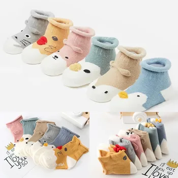 

Kids Infant Toddler Baby Boys Girls Cartoon Animals Anti-Slip Knitted Warm Socks cotton thick baby toddler socks autumn winter