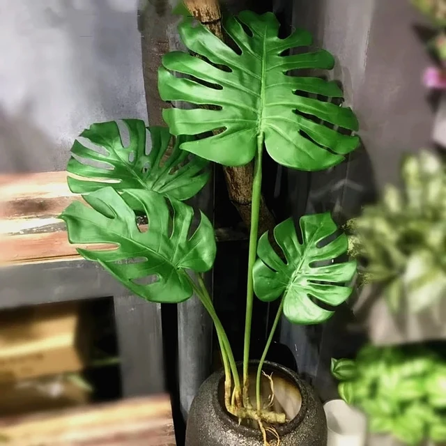 70-88Cm Mesterséges Növények Zöld Műanyag Monstera Hamis Levelek Szimuláció Pálmafa Tereprendezés Park Szállodai Lakberendezők Kiegészítők - Image 5