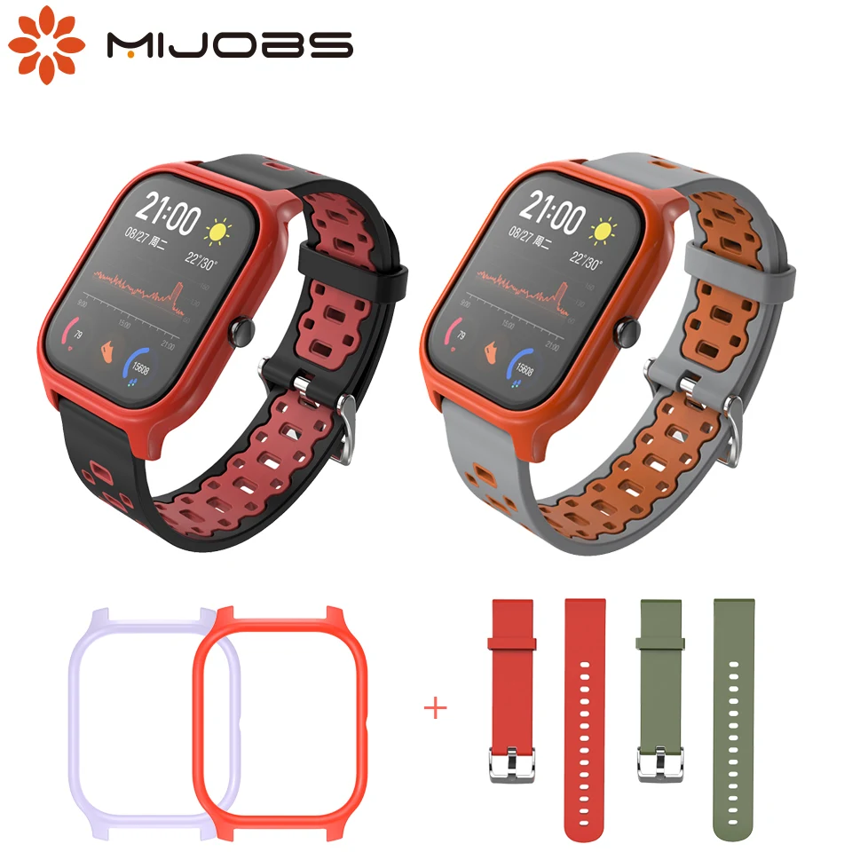 

For Amazfit GTS Bracelet Wrist Strap + Protective PC Case Cover Shell Frame Protector Bumper for Huami Amazfit 20mm Wristbands
