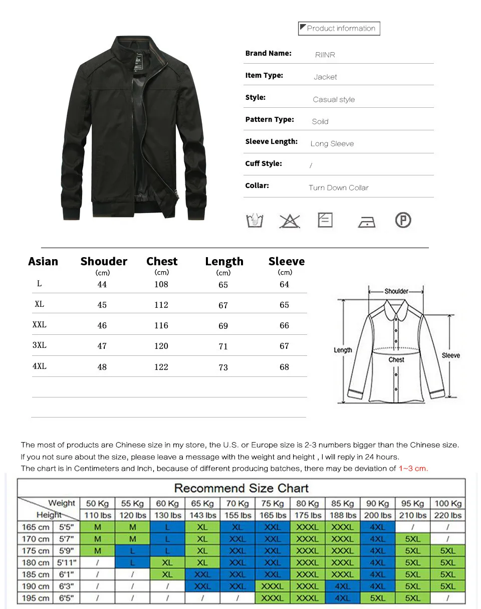 Riinr качество бомбер однотонная повседневная мужская весенняя куртка Осенняя верхняя одежда спортивная одежда для мужчин s куртки для мужчин пальто M-4XL