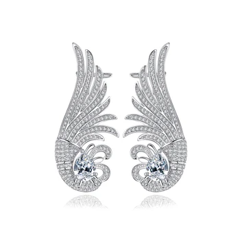 

2020 Europe and The United States Spring Summer Personality Atmosphere Popular Copper Inlaid Zircon White Earring