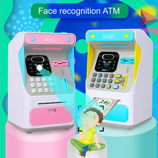 Z20 Atm Personal Cash Coin Money Savings Kids Atm Savings Banking Toys Bank Pink Blue Machine Kids Educational Toys For Children 3