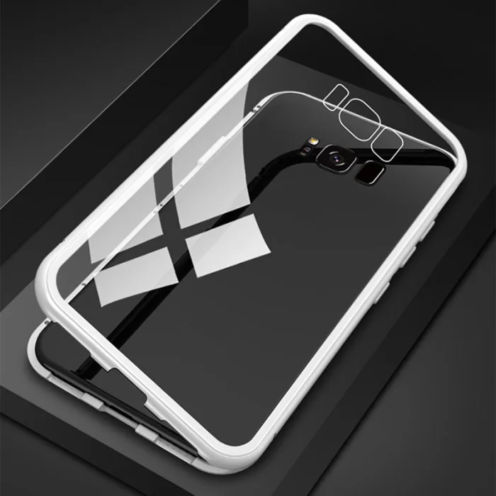 Чехол для телефона samsung S8 S9 Plus Магнитная адсорбционная Металлическая задняя крышка из закаленного стекла PUO88