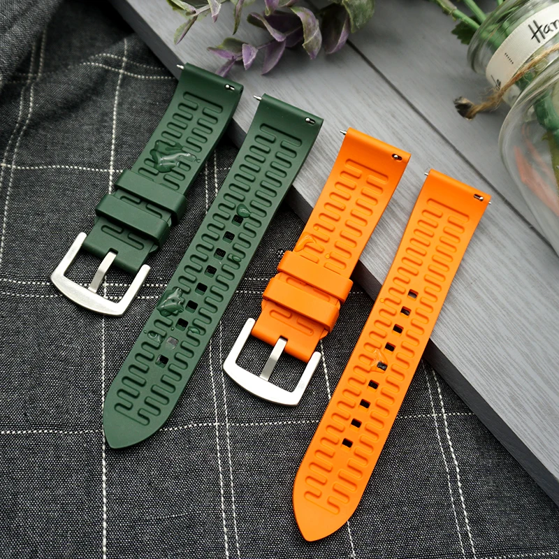 New High Quality Fluororubber Watch Band 20 22mm 24mm Fashion Rubber Strap Sports Watchbands Watch Bracelet 2
