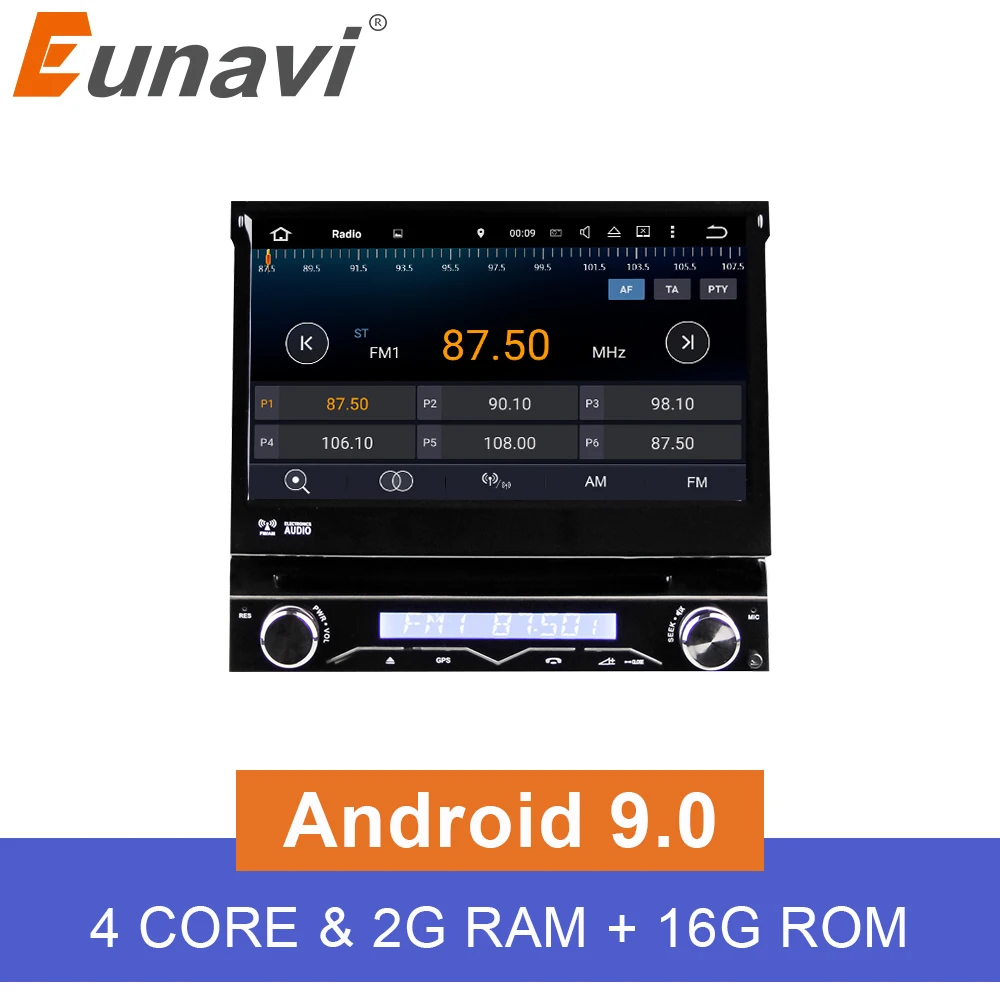 Автомагнитола Eunavi 1 Din Android 9 0 четырехъядерный процессор стерео DVD плеер