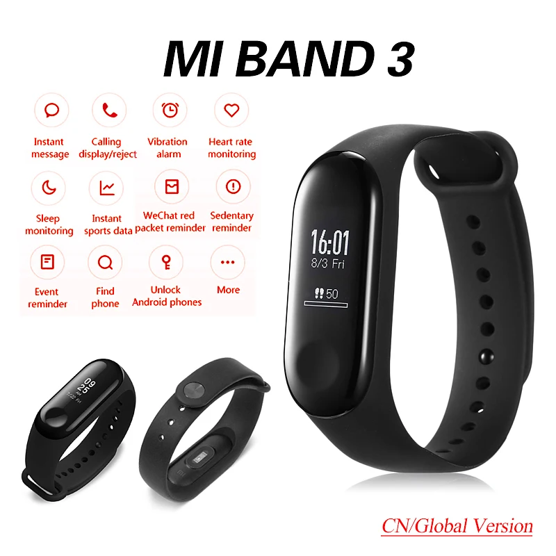 

feedme Smart Band Smallmi Band 3 Smart Watch Fitness Tracker Heart Rate Monitor Waterproof Touch Screen Bracelet For Android IOS