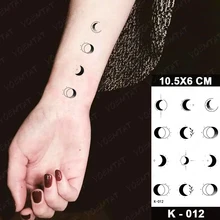 Small Temporary Tattoo Sticker Moon Sun Wreath Mini Cute Simple Tatu Arm Hand Neck Face Men Women Glitter Kids Tato Body Art