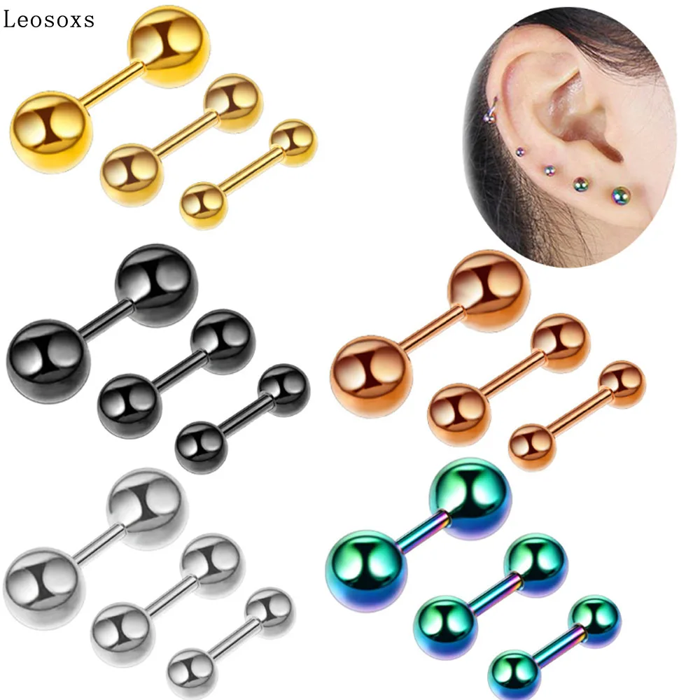 

Leosoxs European and American popular earrings stainless steel dumbbell double ball earrings for men and women allergy-free