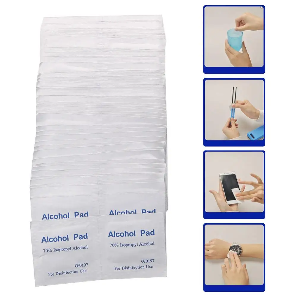 

100 Pcs Alcohol Wipe Clean Pad Medical Swab Sachet Antibacterial Tool Cleanser