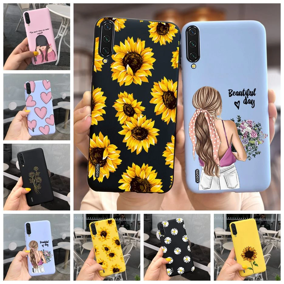 SCL Custodia In Fibra Di Carbonio Per Xiaomi Mi A3 | Cover Morbida TPU Con Effetto Spazzolato Nero | Anti-Impronta, Antiurto Con Paraurti E Angoli Rinforzati