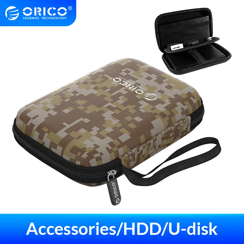 ORICO 2,5 HDD/SSD, caja de bolsa, bolsa portátil para disco duro externo, portátil, cables Usb, cargador de batería, lector de tarjetas