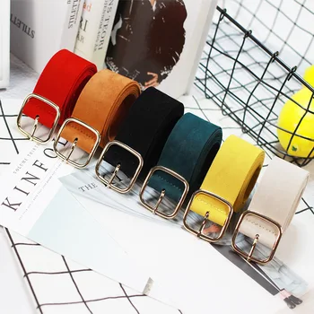 

1PC Velvet Belt Cloth Dress Belts Female Knot Black Waistband Red Gold Square Buckle Decorate Coat Sweater Belt Waist Seal Tide