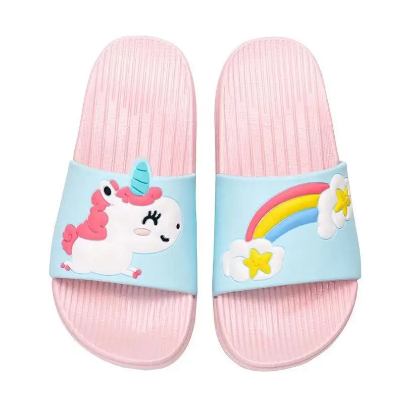 Baby Girls Cartoon Unicorn Toddler Beach Swimming Slippers Kids Boy Rainbow Shoes Children Summer Flip Flops Indoor Cute Sandals