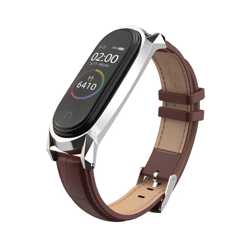 Кожаный ремешок для часов M3 M4 Smarch смарт браслет Xiaomi Mi Band 3 4 спортивный