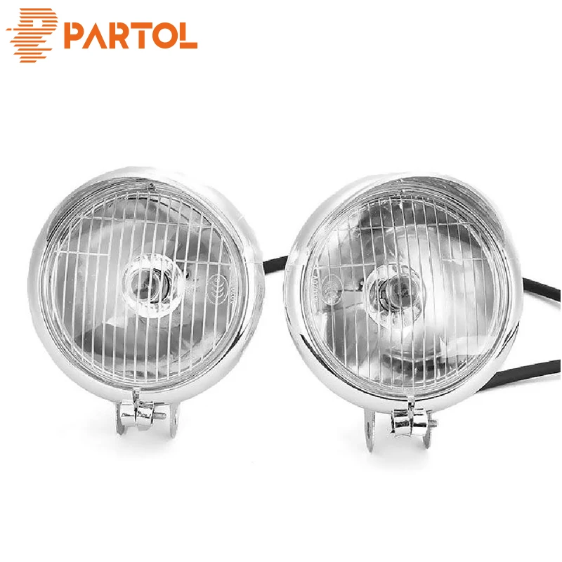 Универсальные мотоциклетные фары Partol хромированные Противотуманные для Honda Yamaha