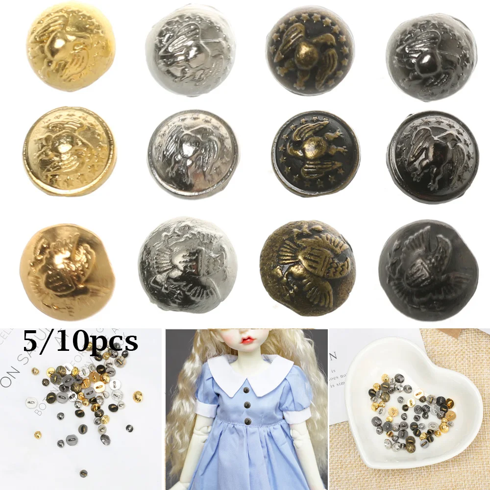 5/10 шт. Мини-пряжка на пуговицах для кукольных пальто 1/6 DIY 4/5/6 мм металлические
