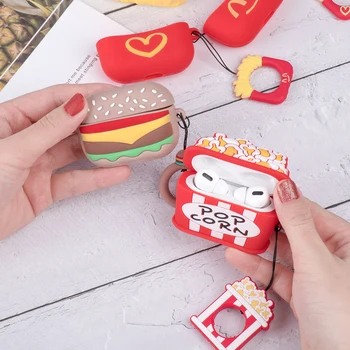 

Silicone Protective Case For AirPods Pro 2 1 Hamburger Popcorn TWS Bluetooth Earphone Charging Box Case Cover For Air pods Pro 2