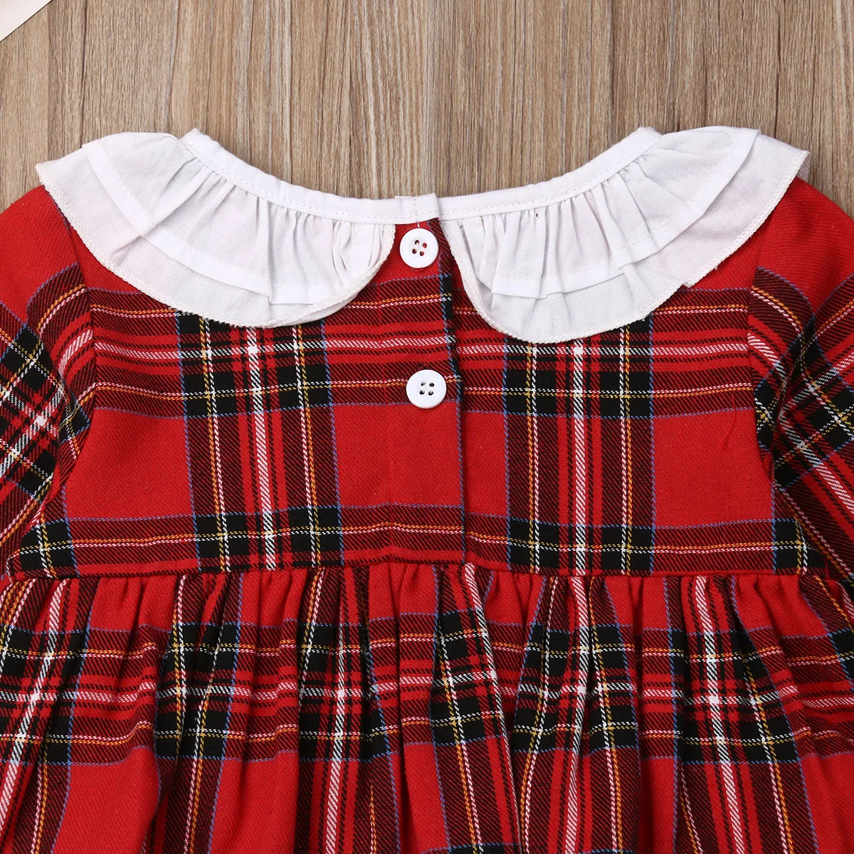Рождественское красное платье в клетку для новорожденных девочек рождественское платье принцессы с длинными рукавами и бантом комбинезон Девочки младенца от 0 до 24 месяцев, Лидер продаж года
