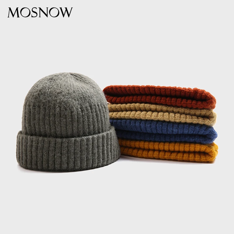 

Adult Skullcap Winter Short Beanie Warm Knitted Hats Casual Wide Hip Hop Hat Adult Men Women Woolen Knitted Autumn Unisex Caps