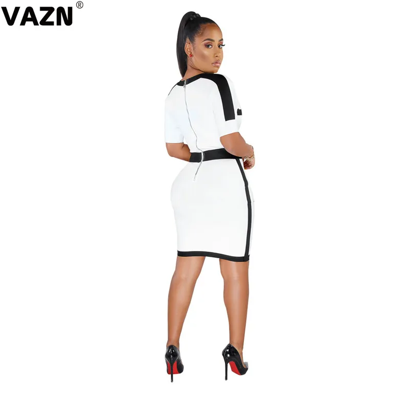 VAZN BS1116 продукт летнее сексуальное женское черное платье средней длины с длинным рукавом с v-образным вырезом элегантное платье женское сексуальное Клубное однотонное платье